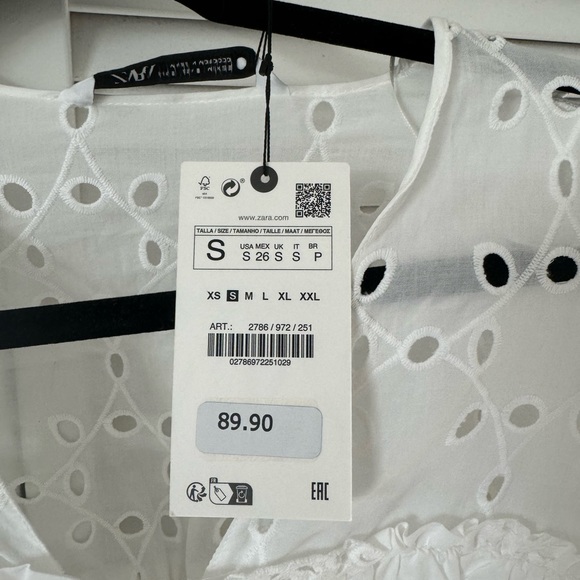 Zara White Embroidered Dress NWT - Picture 3 of 6